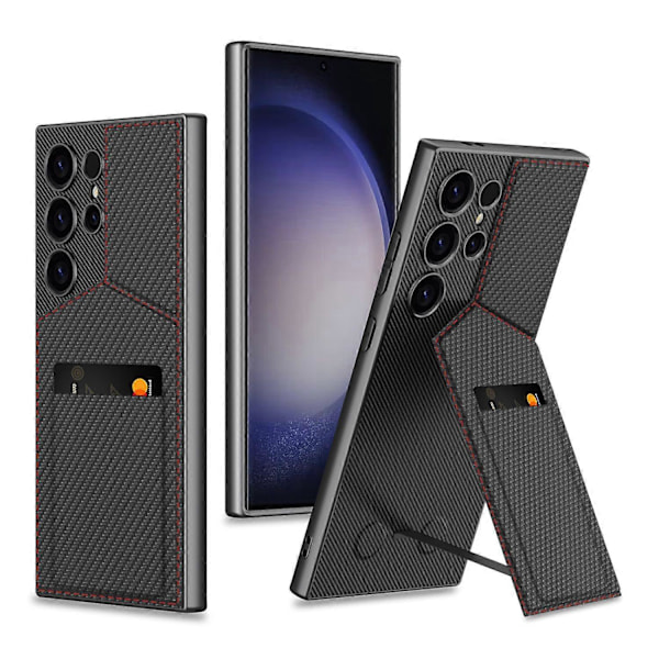 GKK Telefoncover til Samsung Galaxy S24 Ultra med Roterbar Kortholder, Støttefod, PC+PU Mobilcover Multicolor Style A