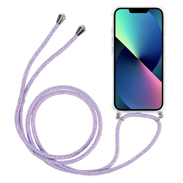 Transparent Akryl+TPU Hybrid Mobilskal med Textil Snodd för iPhone 13 6.1 tum