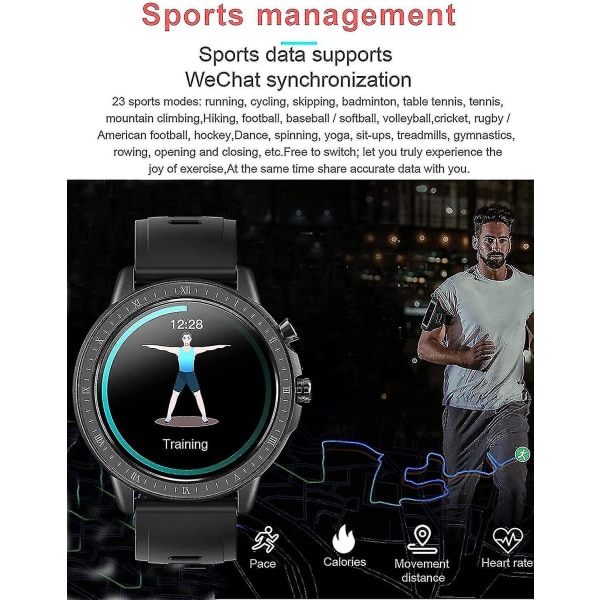 Smart Watch Full Touch Screen Sov Mån Fitness Tracker Klocka Väder Watch Smart Watch För Ios Android (svart)