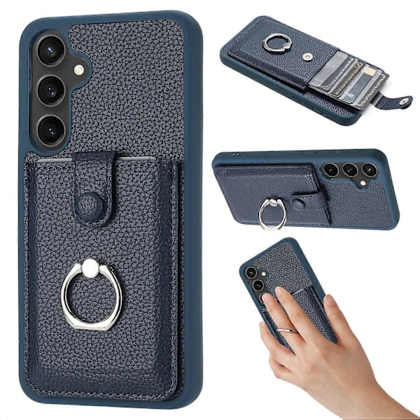 Samsung Galaxy A55 5G -kotelo, korttipaikat, nahkainen takakansi ja rengaspidike Multicolor Style C