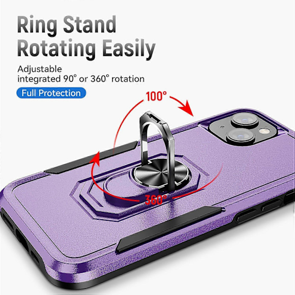 iPhone 15 PC+TPU Iskunkestävä Suojakuori Pudotussuojaava Puhelinkotelo Sormuksella ja Jalustalla Multicolor Style I