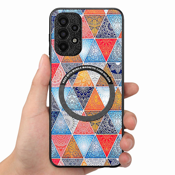 Mönstertryckt phone case för Samsung Galaxy A13 4g, Pu-läderbelagd PC+tpu cover med metallring Magic Space