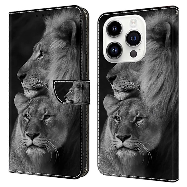 För iPhone 15 Pro Fodral 3D Mönstertryck Läder Plånboksfodral Multicolor Style E