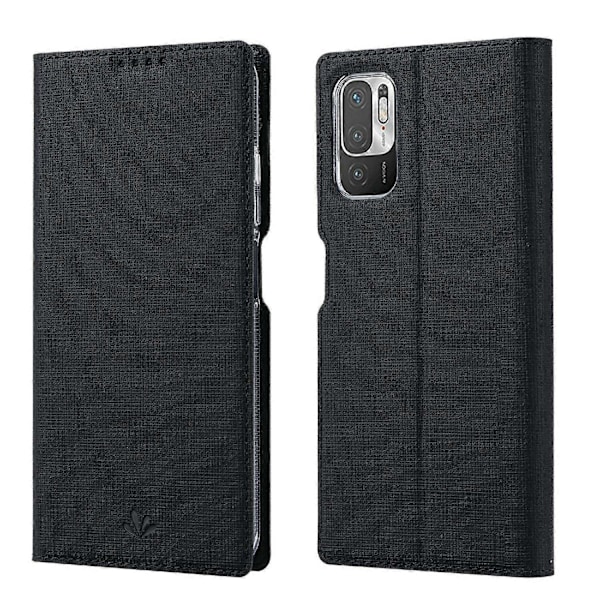 VILI DMX -sarjan korttipidike, nahkainen suojakotelo jalustalla Xiaomi Redmi Note 10 5G/Poco -puhelimelle