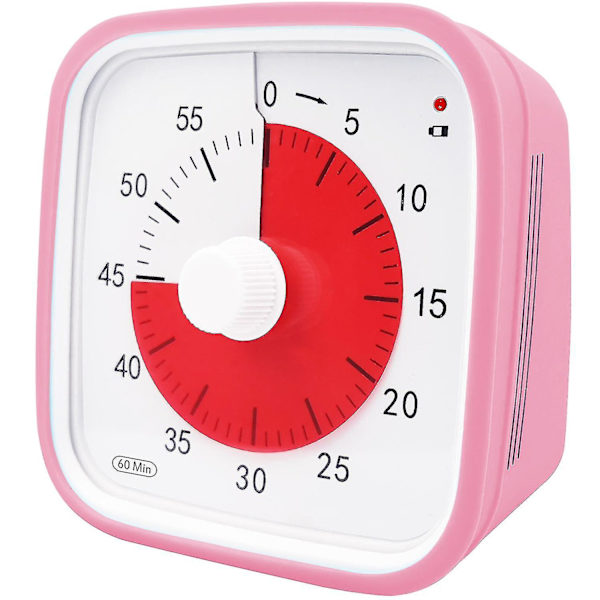 Visuel nedtællingstimer, overdimensioneret visuel timer til klasseværelset for børn og voksne, holdbar mekanisk køkkentimer - yvan Pink