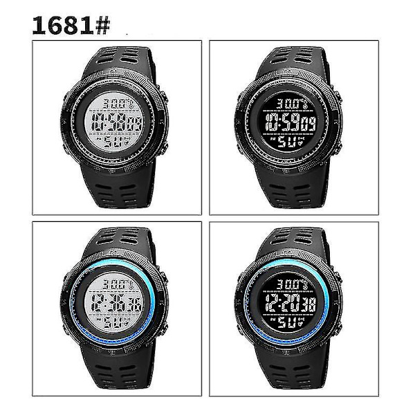 Skmei 1681 Body Ambient Temperature Tracker Electronic Watch Black