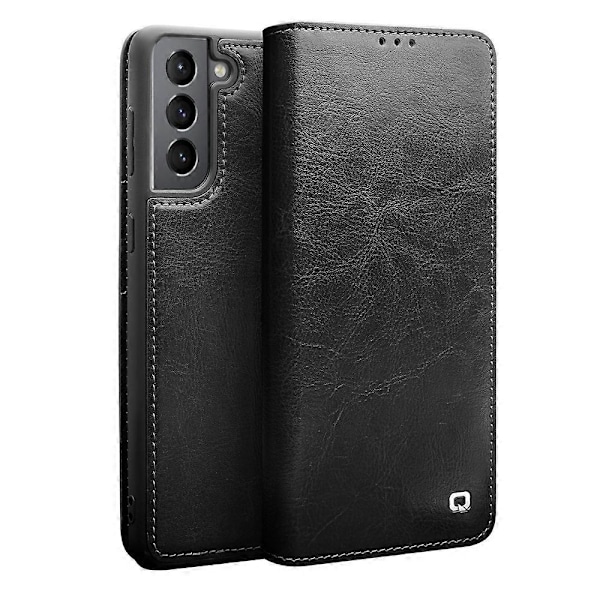 QIALINO Plånboksdesign Folio Flip Äkta Läder Telefonskal för Samsung Galaxy S21 Plus 5G