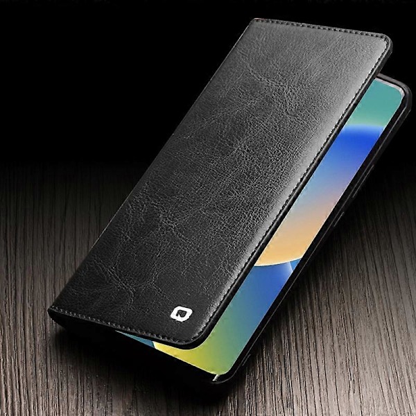 QIALINO Flip Wallet-etui i ægte læder med fuld beskyttelse og stativ til iPhone 14 Plus Multicolor Style A