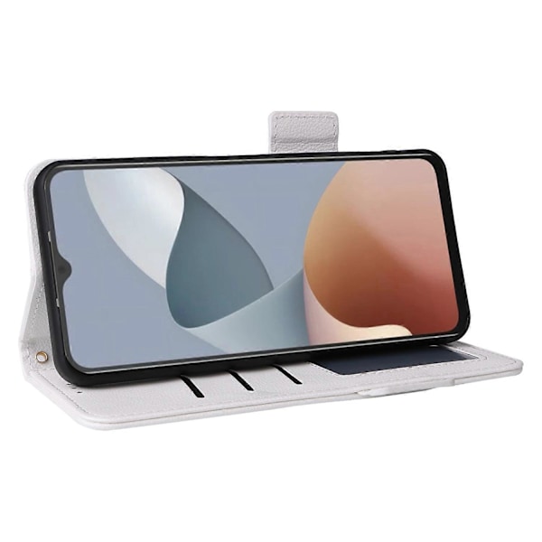 För ZTE Blade A34 Telefonfodral Läder Litchi Textur Skydd med Magnetisk Stängning - Grå Multicolor White