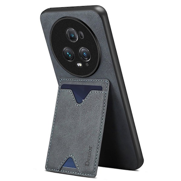 DENIOR Takakansi Honor Magic5 Pro -puhelimelle, PU-nahkapäällysteinen TPU-kotelo jalustalla ja korttipaikalla Multicolor Style E