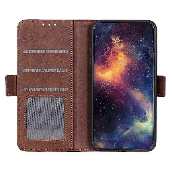 För iPhone 15 Kohudstruktur Fullständigt Skydd Skal PU Läder Plånboksställ Mobiltelefonfodral Multicolor Style E
