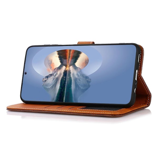 KHAZNEH Etui til Samsung Galaxy A15 4G, PU-læder med kohudtekstur og stativ Multicolor Style D