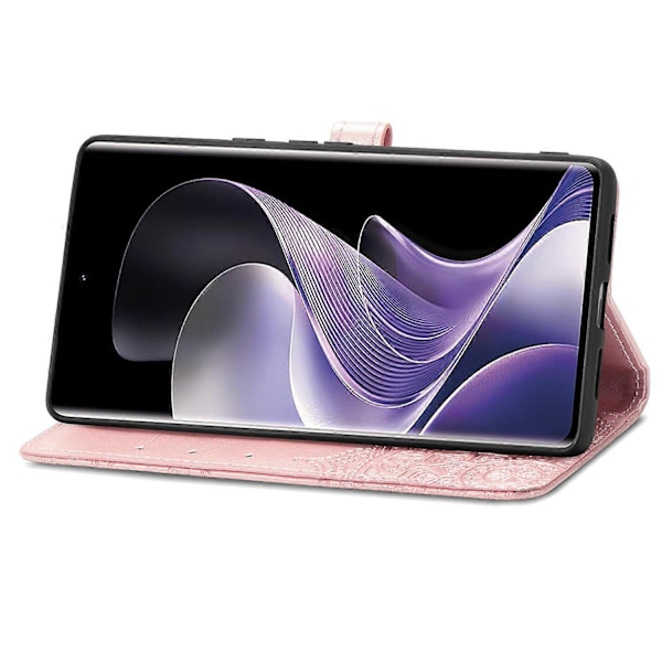 Til vivo V40 5G Etui Mandala Præget Design Læder Wallet Telefon Cover - Grå Multicolor Rose Gold