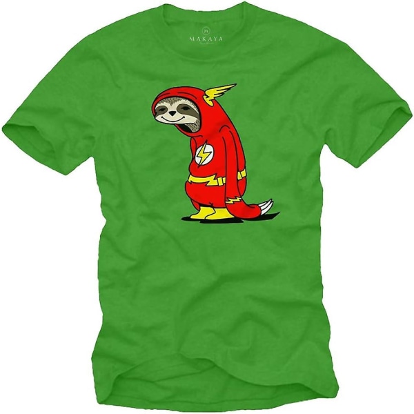 Makaya Funny Sloth T-shirt Kort ärm - Flash Light-green XL
