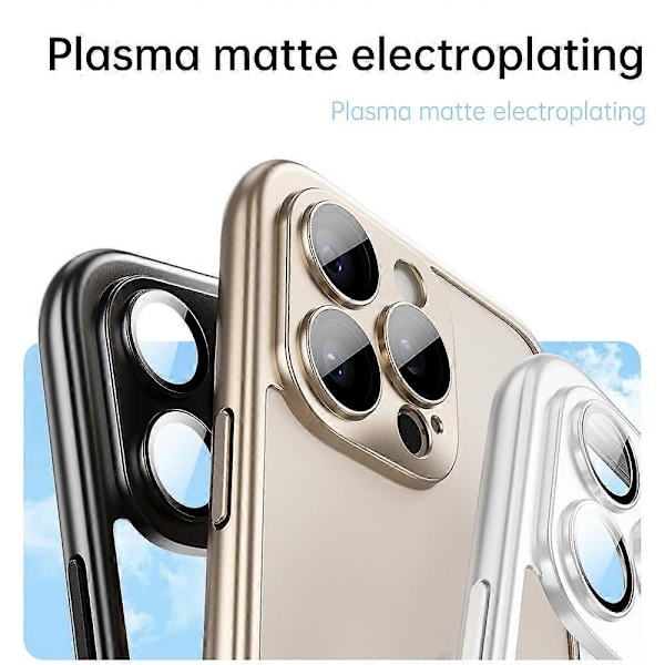iPhone 16 Pro -puhelimen puskurikotelo, galvanoidulla kovalla PC-suojakuorella ja kameran linssisuojakalvolla Multicolor Silver