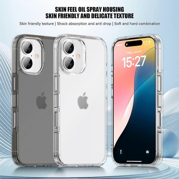 Til iPhone 16 Cover Stødsikkert TPU+PC Mat Bagside - Hvid Multicolor Brown