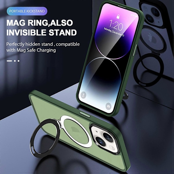 För iPhone 13/14 6.1 tum Kompatibelt med MagSafe Mobilskal PC+TPU Ring Ställ Skyddande Fodral Multicolor Style D