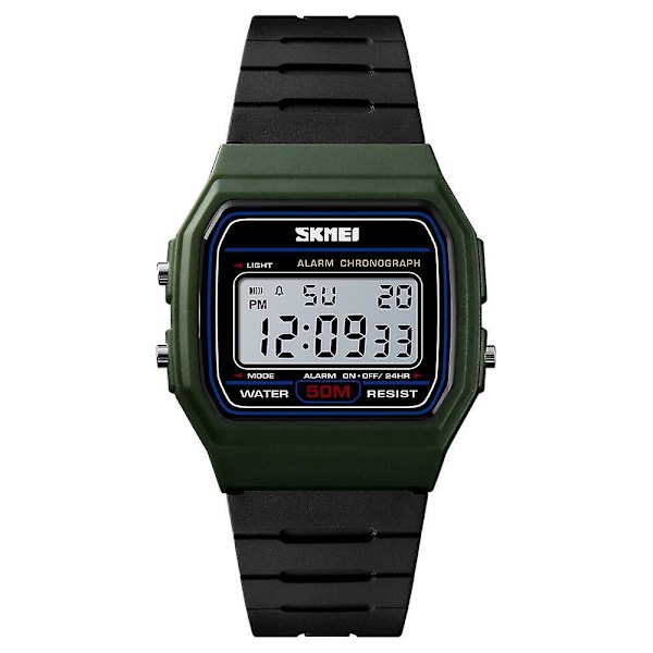 SKMEI 1412 Män Analog Digital Watch Mode Casual Armbandsur Tid Display Alarm 5ATM Army green