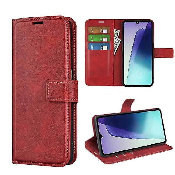 Til Xiaomi Poco C75 4G/Redmi 14R 5G/14C 4G Stand Case Anti-Scratch Kalvetekstur Læder Telefon Cover Multicolor Style C