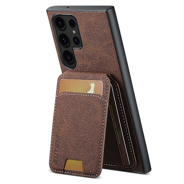 SUTENI H02 Etui med Støttefod og Kortpladser i Læder til Samsung Galaxy S23 Ultra Multicolor Style D