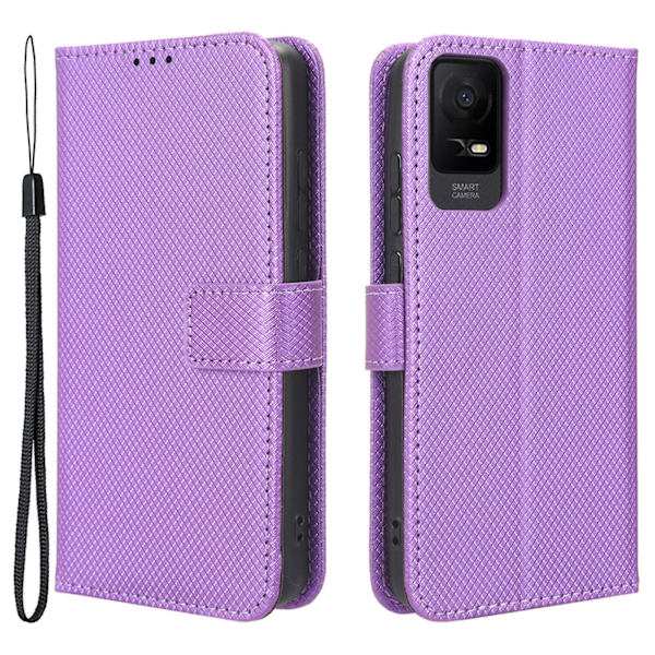 För Tcl Ion X Diamond Texture Läder Phone Case anti-scratch Cover Purple