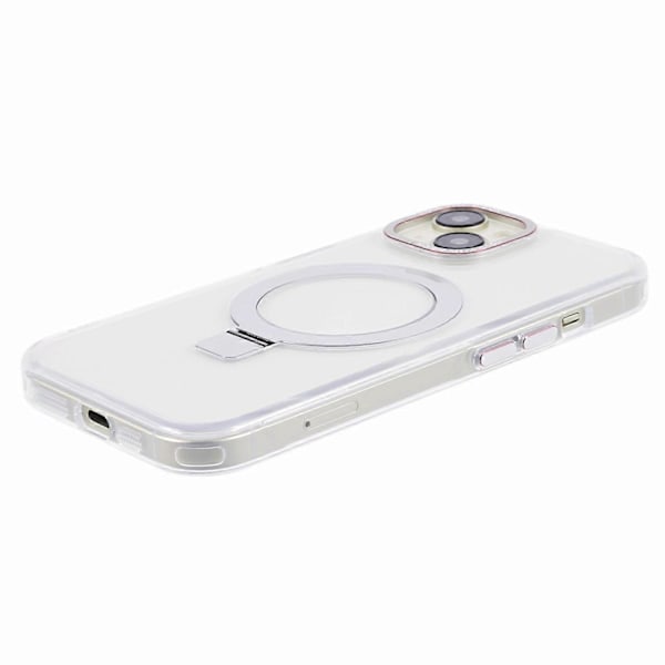 Läpinäkyvä TPU+PC suojakuori iPhone 15 Plus -puhelimelle, näkymätön jalusta ja magneettinen puhelinkuori Multicolor Style D
