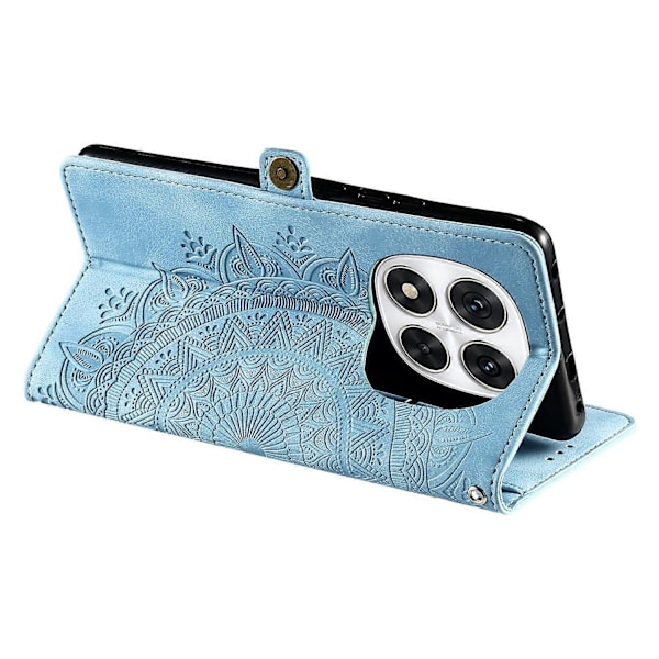 Style 016 Etui til Xiaomi Redmi Note 14 Pro 4G, hudfølelse, totem-præget pung, læder telefoncover Multicolor Lake Blue