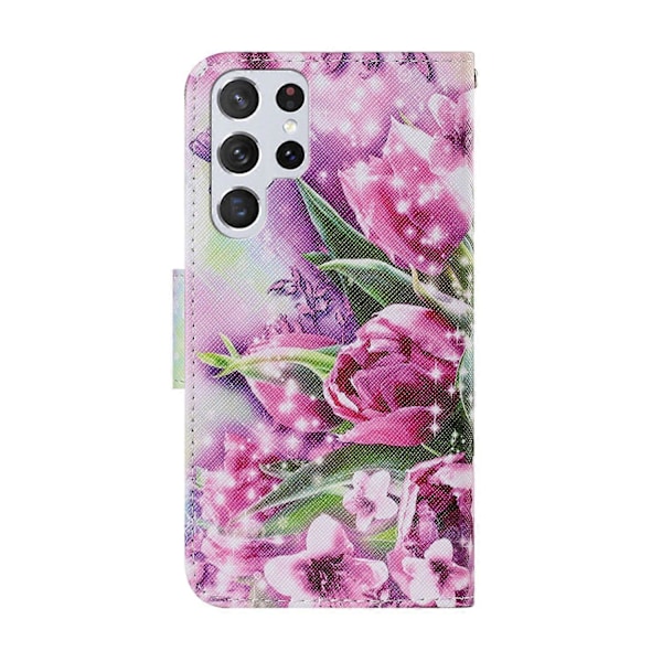 Fuld Beskyttelse Mønsterprint Læder Stand Wallet Case Telefon Cover Beskytter med Håndledsrem