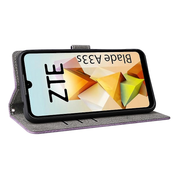 For ZTE Blade A33S Leather Case RFID Blocking Phone Cover with Strap - Green Multicolor Purple