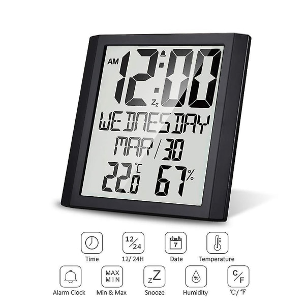 Digitalt C med Temperatur Fugtighed 8,6 Tommer Lar Display //uge Alarm C Fo