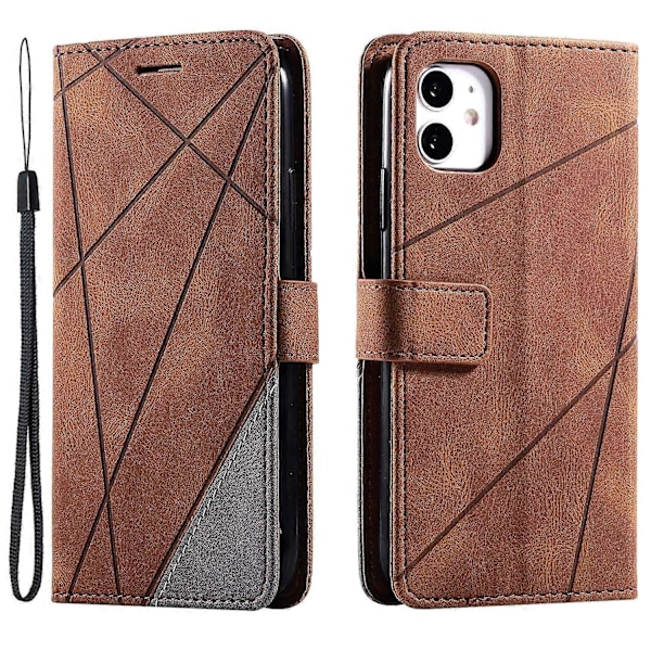 Läderfodral med Rem för iPhone 11, Hudvänlig Skarvning Plånboksfodral Multicolor Style A