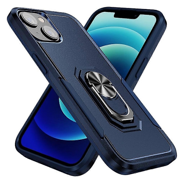 iPhone 15 PC+TPU Iskunkestävä Suojakuori Pudotussuojaava Puhelinkotelo Sormuksella ja Jalustalla Multicolor Style F