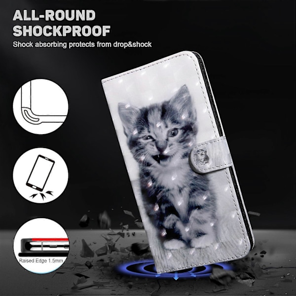 Skal till iPhone 16 Plus med Ställ, Mönstertryck, Läder Telefonskydd - Stående Multicolor Cat