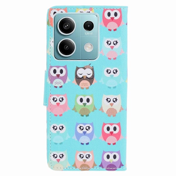 Telefoncover til Xiaomi Redmi Note 13 5G PU Læder Krydset Tekstur Wallet Cover Multicolor Owls