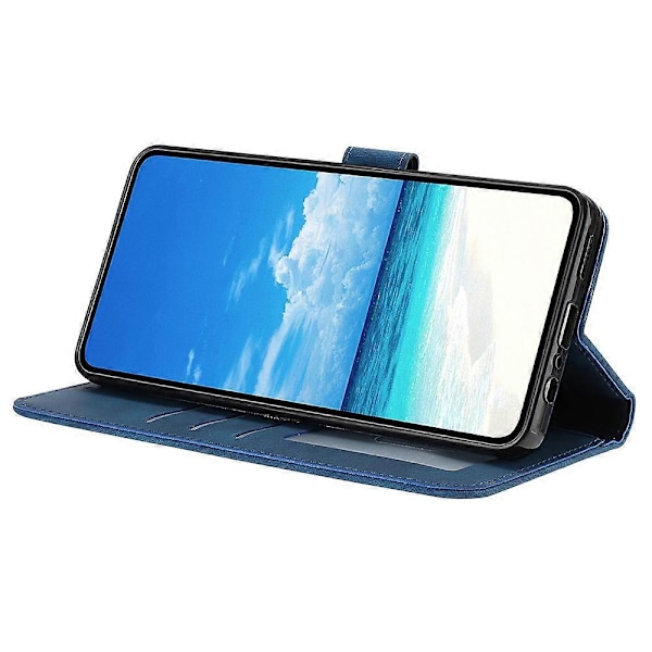 Til Samsung Galaxy A56 5G Wallet Case Rose Mønster Præget Læder Flip Stand Telefon Cover Multicolor Dark Blue