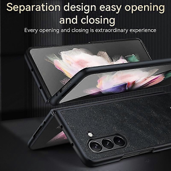 SULADA För Samsung Galaxy Z Fold5 5G PU Läderbelagt TPU+PC Skal Anti-fall Telefonskydd Multicolor Style E