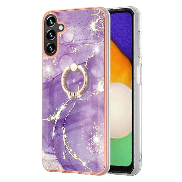 Samsung Galaxy A36 5G -puhelin kotelo sormuksella, marmorikuvio, galvanointi TPU-takakansi Multicolor Purple 002