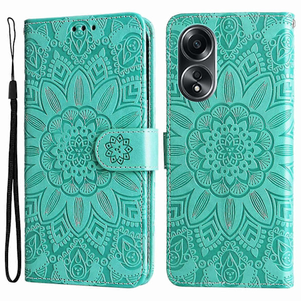Mobiltelefonetui til Oppo A58 4G, Wallet Stand Shell PU Læder Solsikke Præget Telefoncover Multicolor Style D
