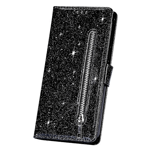 Flash Powder Lynlåslommepung Flip Læder Telefon Cover med Rem til Samsung Galaxy A12 Multicolor Style A