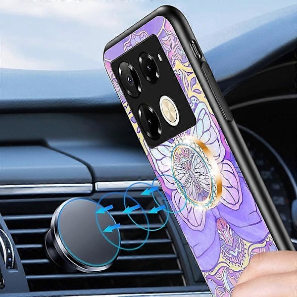 Til Infinix Note 40 Pro 4G Telefon Cover TPU Ramme Hærdet Glas+PC Bagside Multicolor Style B