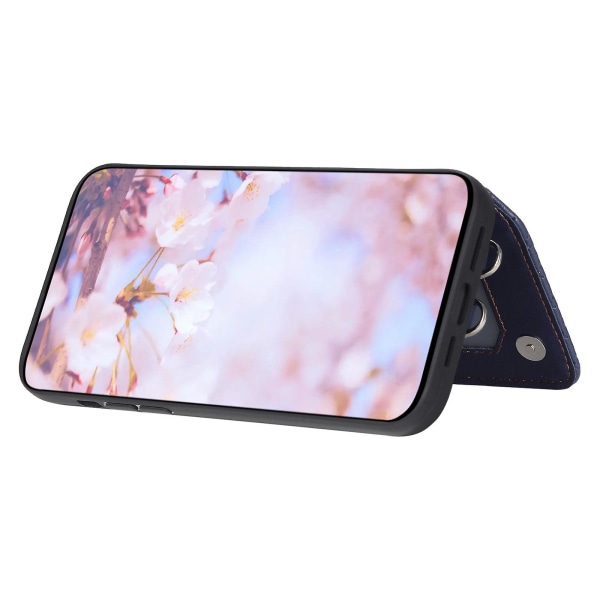 För Iphone 15 Plus Rfid Blocking Case Drop Resistant Pu+tpu telefonskal med handledsrem Black