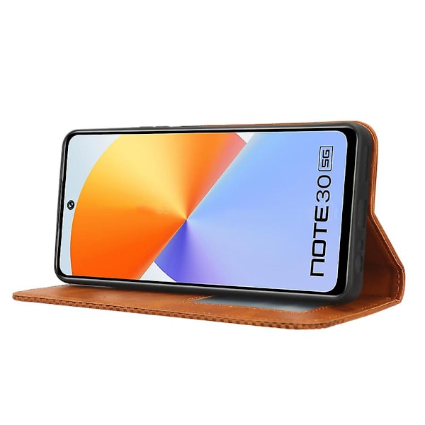 Stativ case För Infinix Note 30 4g/x6833b/x6716b Magnetisk stängning Telefon Retro Pu Cover Brown