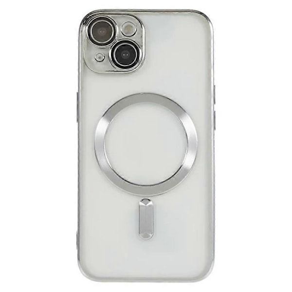 iPhone 14 Plus Magneettikotelo WANLONFENG Galvanoidulla TPU-kuorella ja linssisuojalla + 2 kpl karkaistua lasia Multicolor Silver