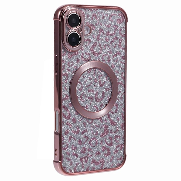Skal för iPhone 16 Plus Kompatibelt med MagSafe Glittrigt Leopardtryck Transparent TPU-telefonskal Multicolor Style F