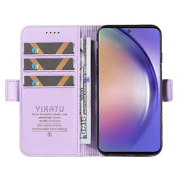 YIKATU YK-003 Læder Wallet Case med Magnetisk Lukning til Samsung Galaxy A55 5G Multicolor Light Purple