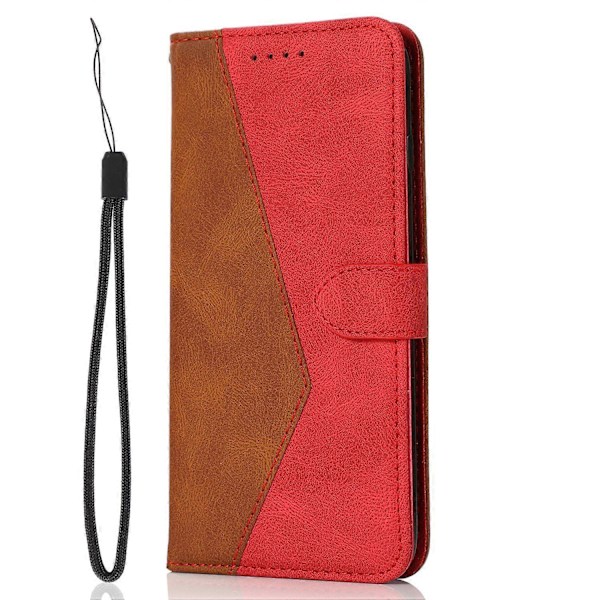 To-farvet læder telefoncover med pung og beskyttende flip-stativ til Samsung A56 5G Multicolor Style C
