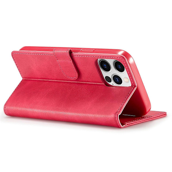 LC.IMEEKE Pung Etui til iPhone 15 Pro Max Kalvetekstur Foldbart Stativ PU Læder Flip Cover Multicolor Style E