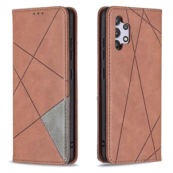 Geometrisk Mønster Læder Stand Case med Kortlommer til Samsung Galaxy A32 4G (EU Version) Multicolor Style F