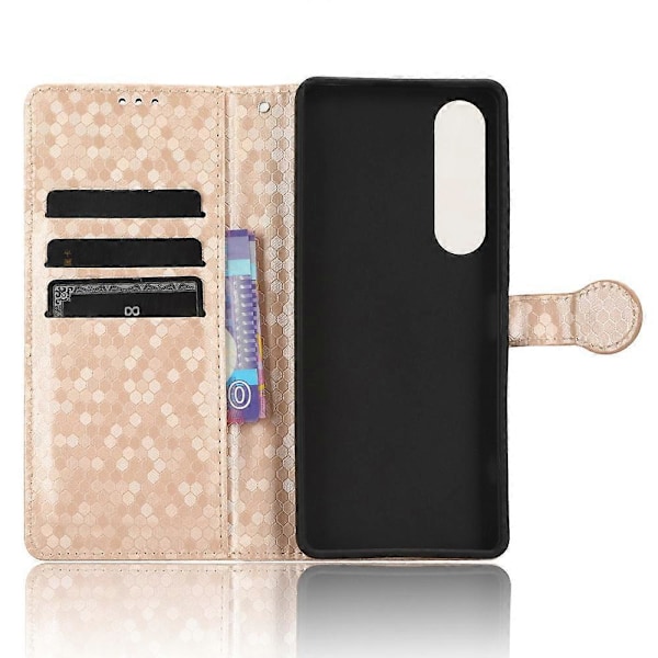 Læderetui til Sony Xperia 1 V, præget prikmønster tegnebog mobiltelefon stativ cover Multicolor Style D