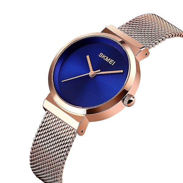 Skmei 1595 Scale Women Quartz Watch Rose Gold Blue